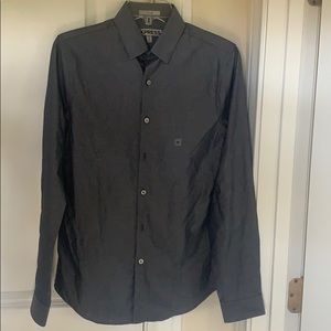 Express Men’s Button Down Navy Polka Dot Shirt NWT